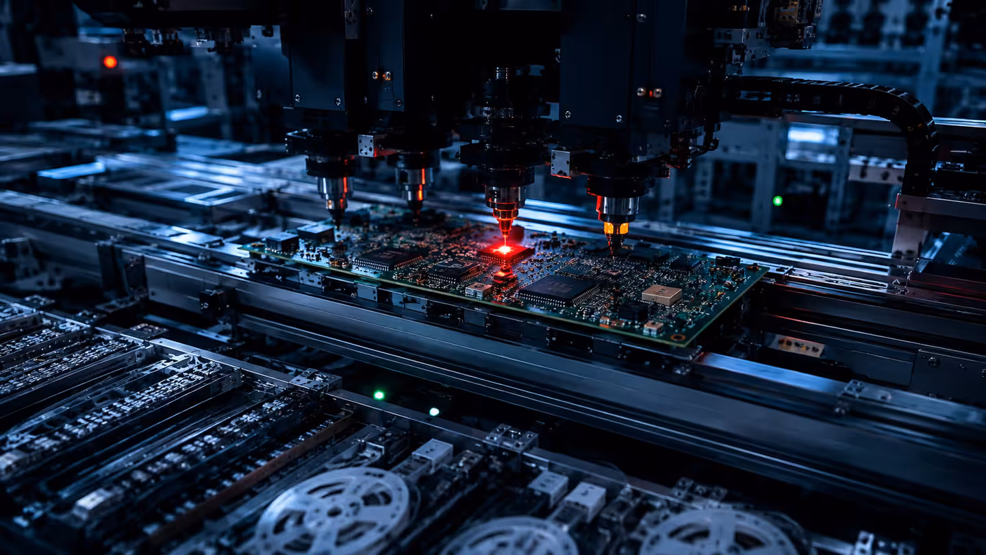 Équipement d’assemblage électronique automatisé positionnant un circuit imprimé